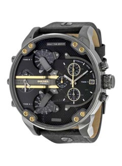 DIESEL Men's Mr. Daddy 2.0 Round Shape Leather Band Analog Wrist Watch 57 mm - Black - DZ7348  - Image 4