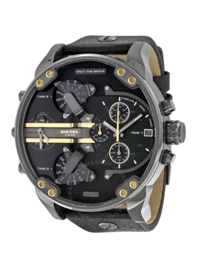 DIESEL - Men's Mr. Daddy 2.0 Round Shape Leather Band Analog Wrist Watch 57 mm - Black - DZ7348 - Image 1