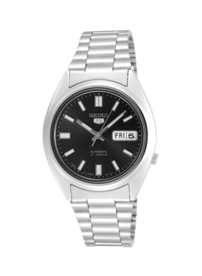 Seiko - Men's Series 5 Round Shape Stainless Steel Analog Wrist Watch 38 mm - Silver - SNXS79J1 - Image 1