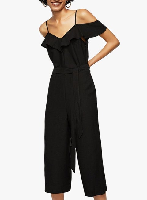 Bow Ruffled Jumpsuit Black