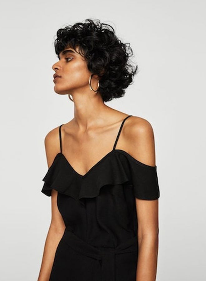 MANGO - Bow Ruffled Jumpsuit Black - Image 1