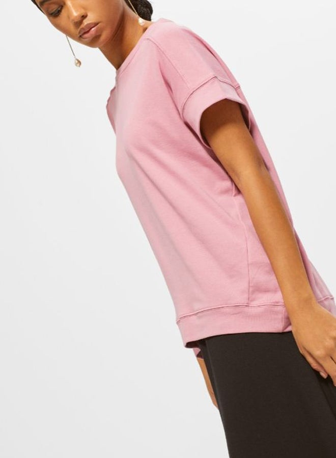 RINA Solid Half Sleeves Top Pink - Image 3