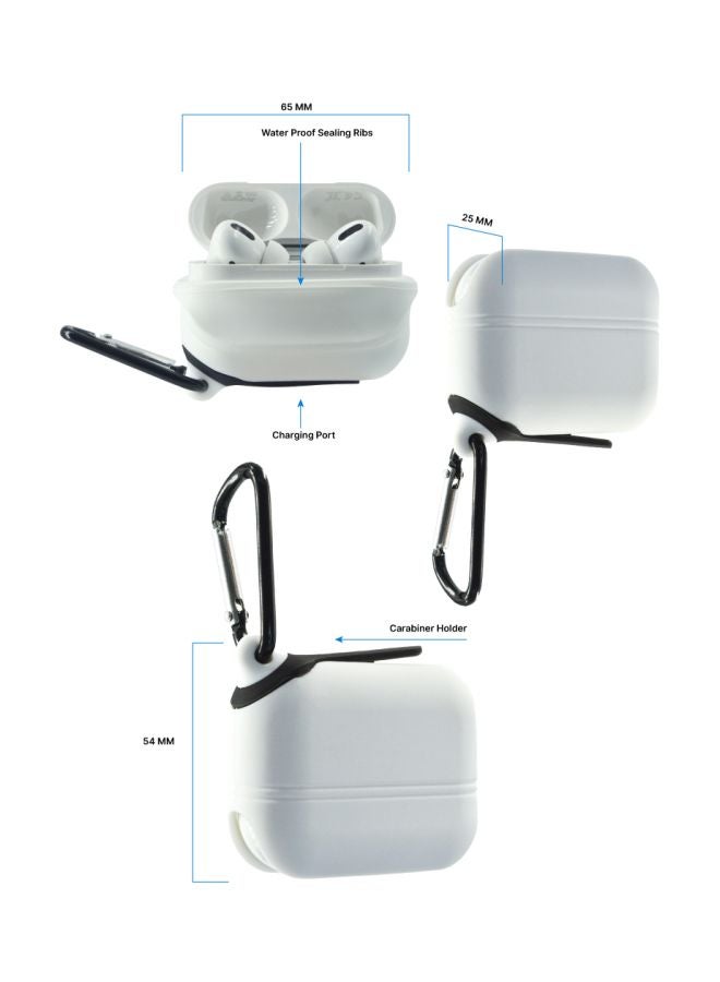 إينيكس حافظة حماية مضادة للماء مزودة بحلقة بقفل زنبركي مناسبة لسماعات آيربودز برو من أبل أبيض - Image 5