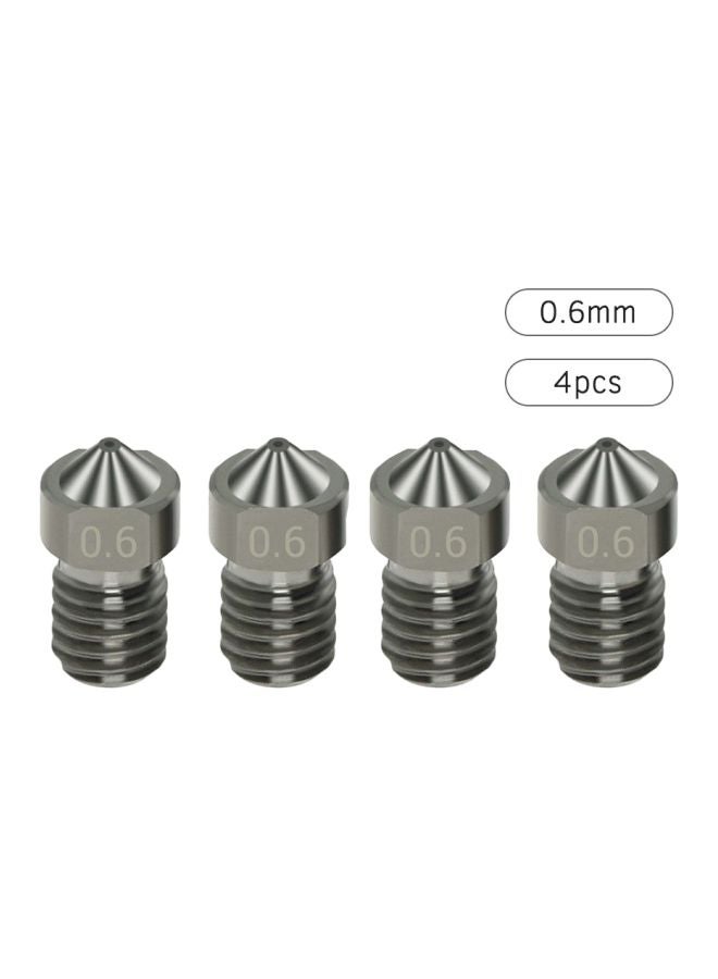 أيبيسي - طقم فوهات V6 صلبة للطابعات ثلاثية الأبعاد من 4 قطع فضي - Image 1