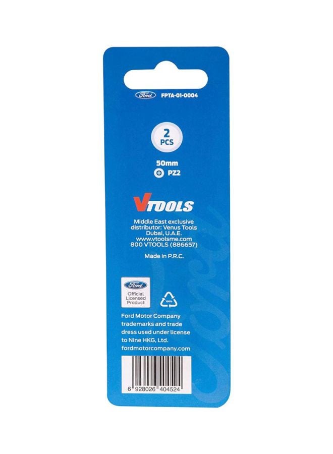 Ford - Pack Of 2 PZ2 Screwdriver Bits Silver 50mm - Image 1
