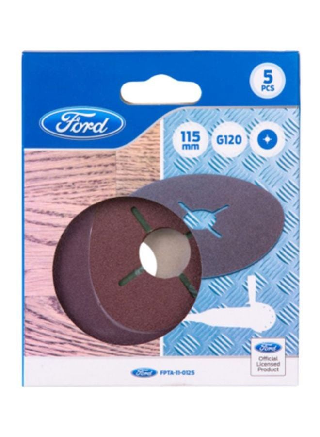 Ford 5-Piece Angle Grinder Sand Paper Disc Set Red/Grey - Image 2