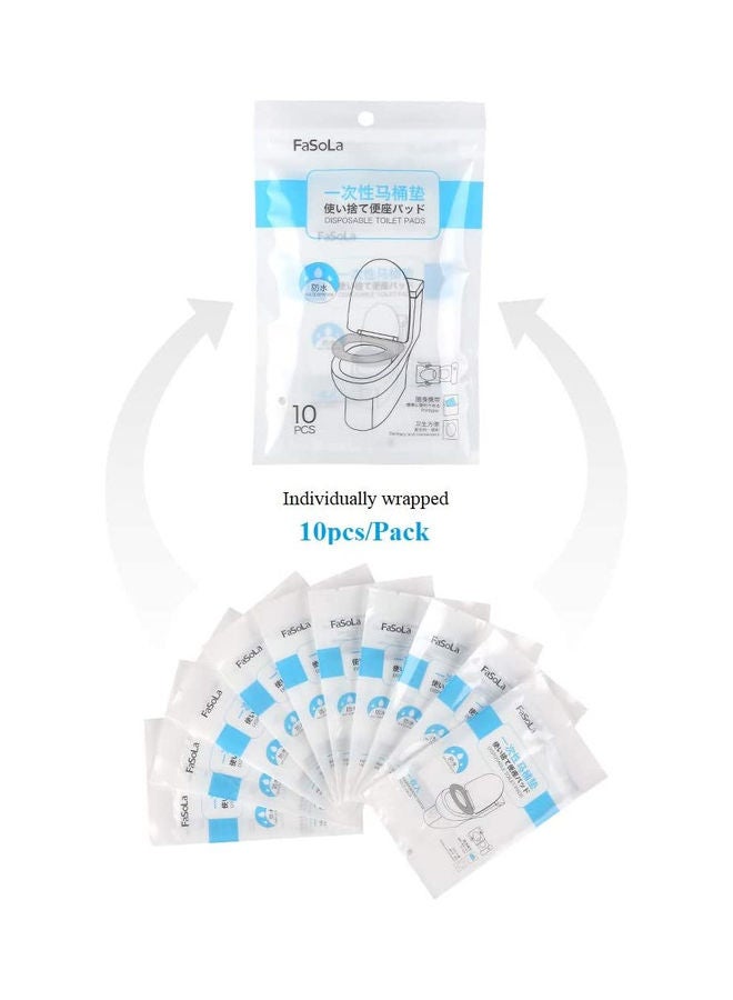 AIWANTO Pack Of 10 Disposable Toilet Seat Covers Clear 17.5x10.7x2.4cm  - Image 1