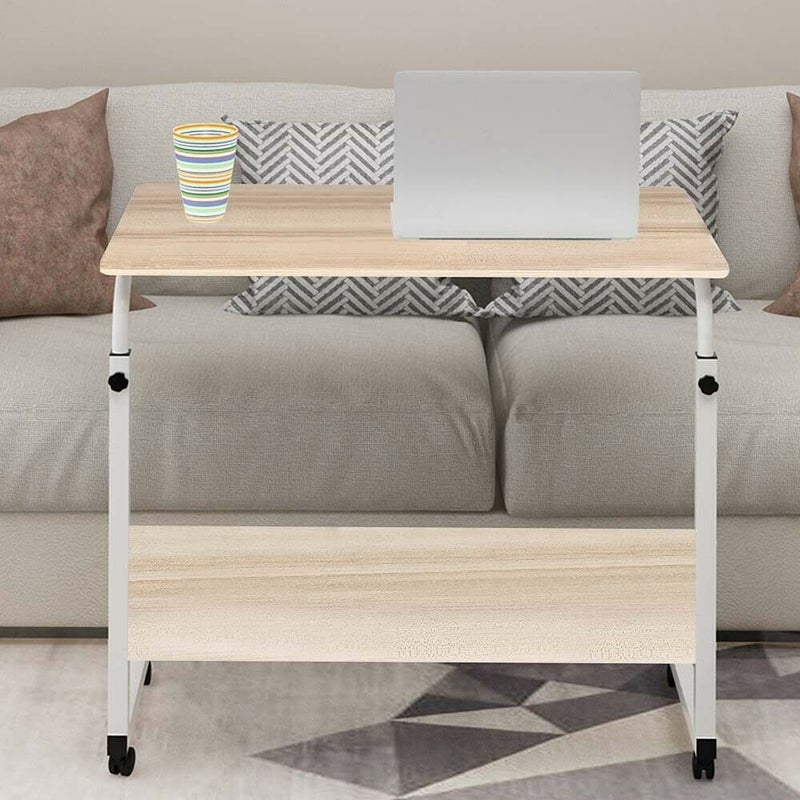 Goldedge - Portable Laptop Computer Stand Desks White/Brown 80 x 40cm - Image 1