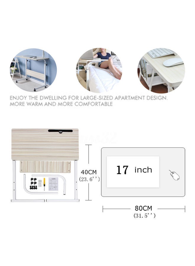 Goldedge - Portable Laptop Computer Stand Desks White/Brown 80 x 40cm - Image 1