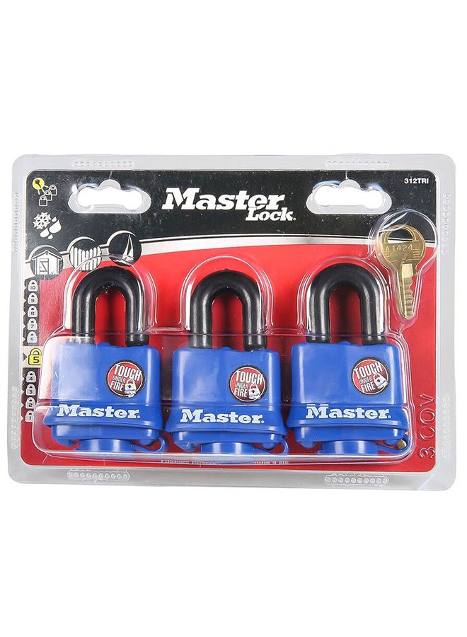 Master Lock Pack Of 3 Lock Padlock Blue