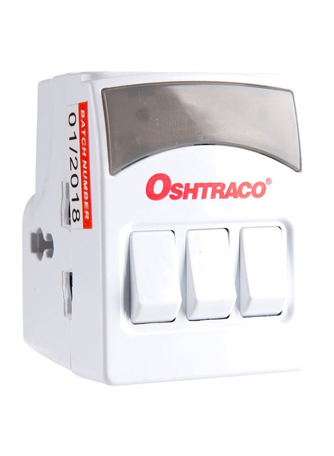 OSHTRACO 3-Way Switched BS Multi Adaptor Plug White  - Image 1
