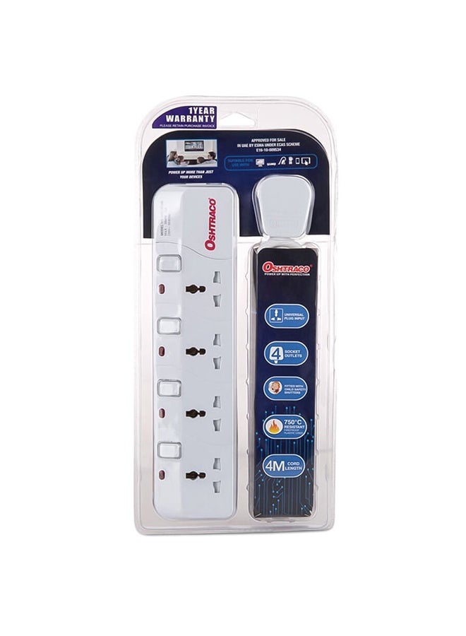اوشتراكو مشترك بسلك تمديد و4 مقابس متعدد الألوان 4مم