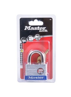 Master Lock Wide Laminated Steel Pin Tumbler Padlock Silver  - Image 2