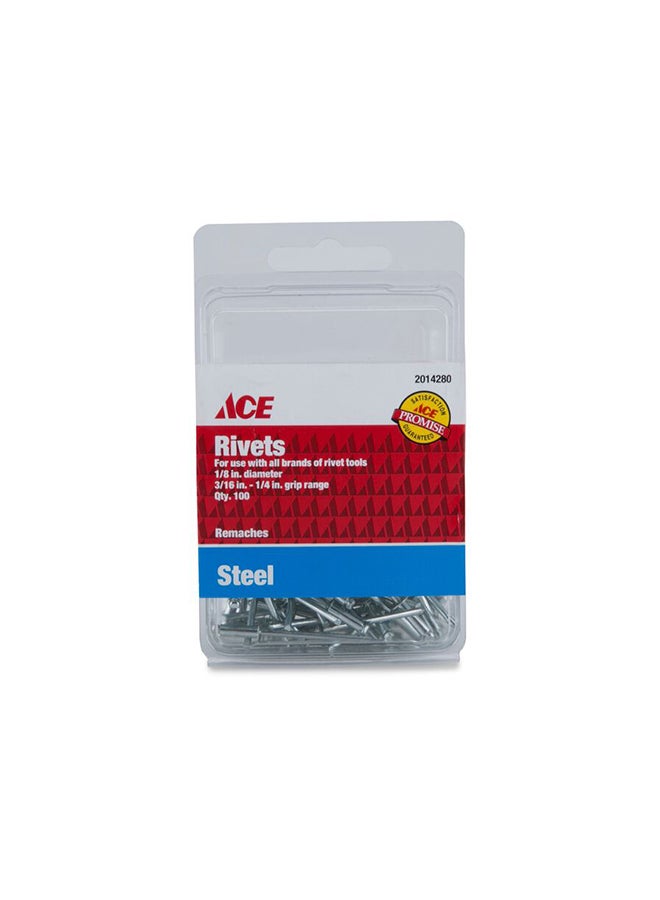 ACE Ace Steel Rivets (3.2 mm, Pack Of 100) Silver - Image 2