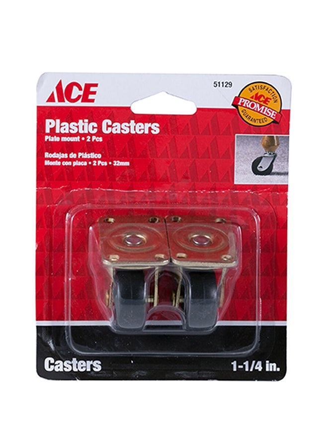 ACE 51129 Plastic Casters (Pack Of 2) Multicolour