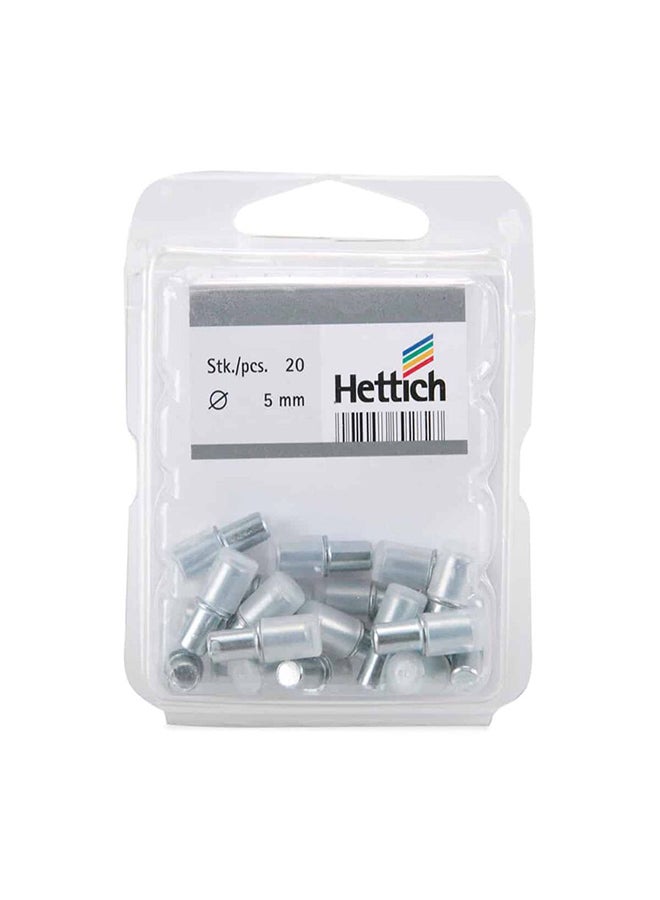 Hettich Pack Of 20 Chrome-Plated Glass Shelf Support Silver - Image 2
