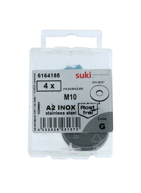 M10 Flat Washers (Pack of 4) Multicolour 4mm
