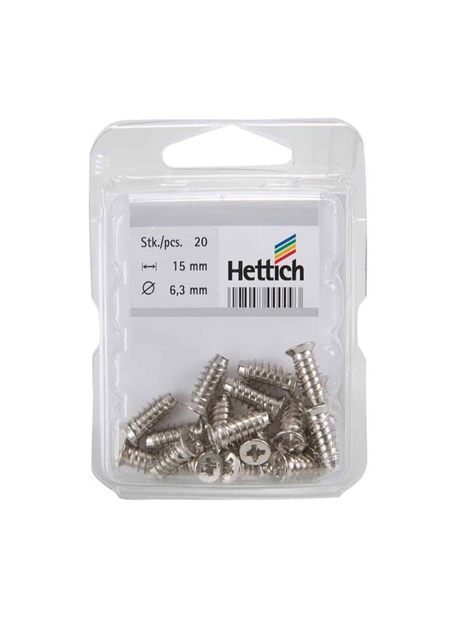 Hettich Direct Fixing Screws (Pack of 20) Silver  - Image 2