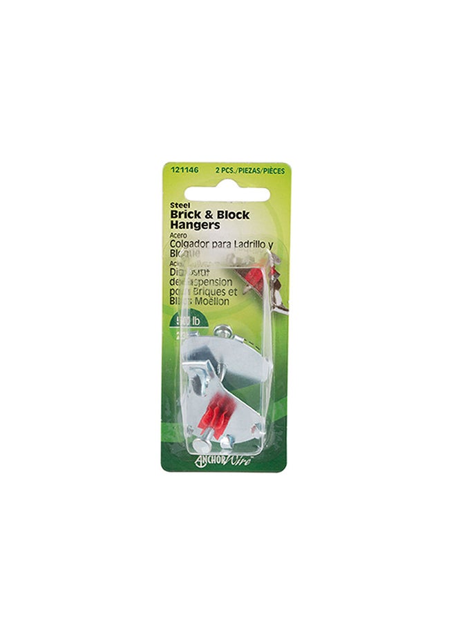 Hillman 2-Piece Brick With Block Hanger Silver/Red  - Image 1