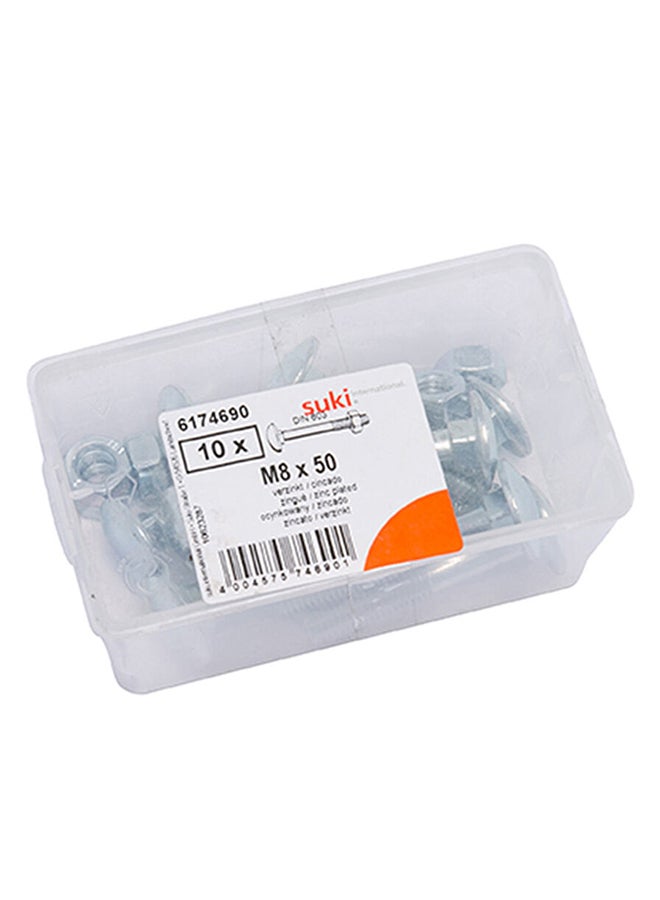 suki M8 Cup Square Screws  Pack Of 10 Silver