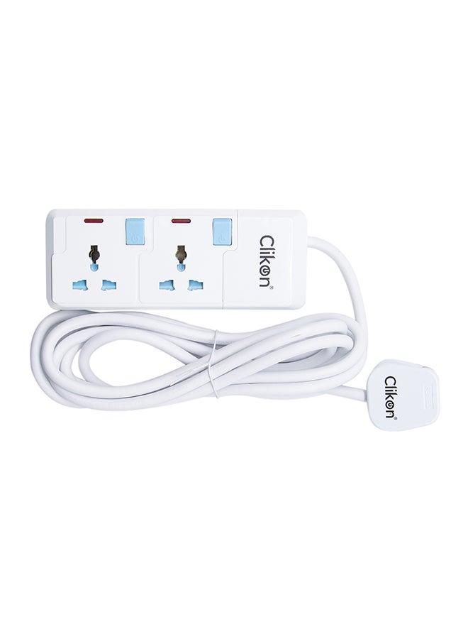 Clikon 2-Way Extension Socket White 3meter  - Image 1
