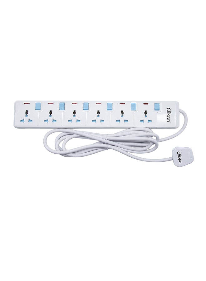 Clikon 6-Way Extension Socket White 