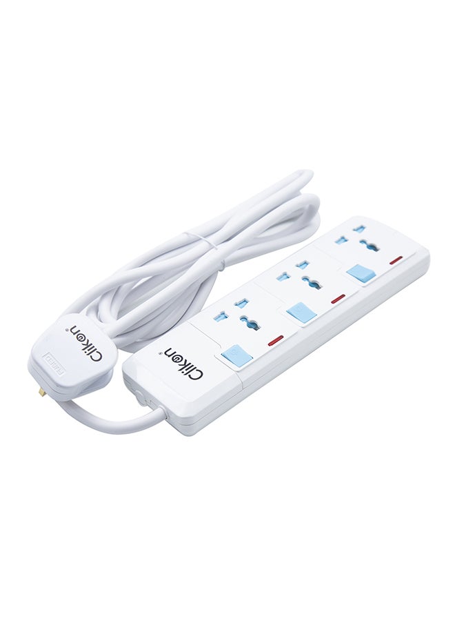 Clikon 3 Way Extension Socket White/Blue/red  - Image 2