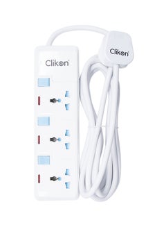 Clikon 3 Way Extension Socket White/Blue/red  - Image 3