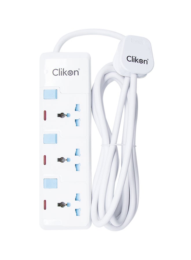 Clikon 3 Way Extension Socket White/Blue/red  - Image 3