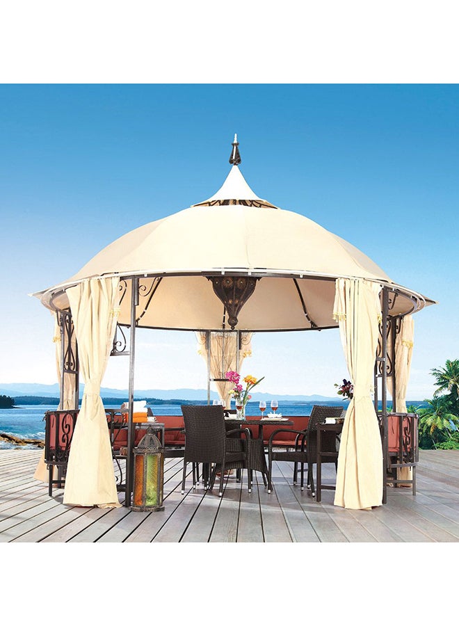 DANUBE HOME - Luxury Gazebo with Seating Metal Frame Patio Tent Canopy For Garden With Mosquito Net Beige 400x400cm - Image 1