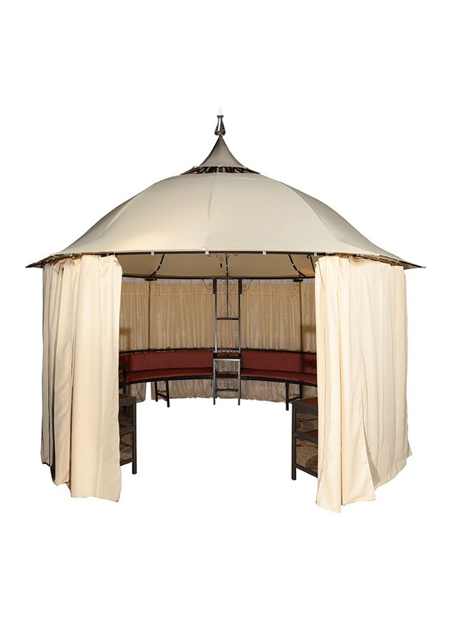 DANUBE HOME - Luxury Gazebo with Seating Metal Frame Patio Tent Canopy For Garden With Mosquito Net Beige 400x400cm - Image 1