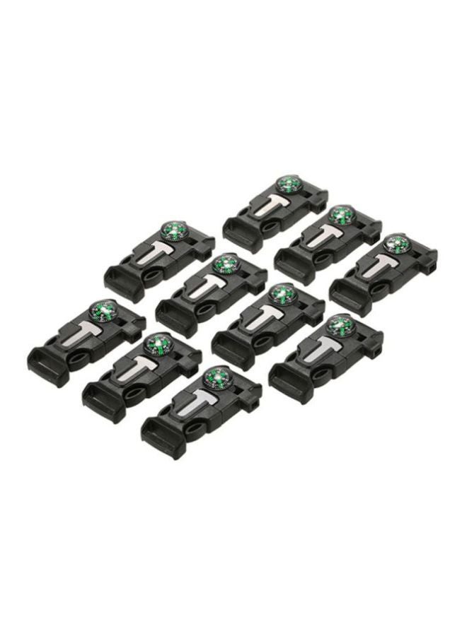 LIXADA - 10-Piece Emergency Whistle Buckle With Compass 6.2 x 1.5 x 2.5cm - Image 1