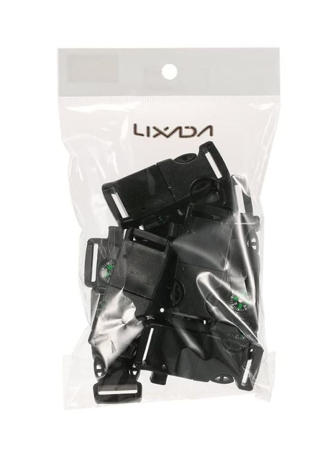 LIXADA - 10-Piece Emergency Whistle Buckle With Compass 6.2 x 1.5 x 2.5cm - Image 1