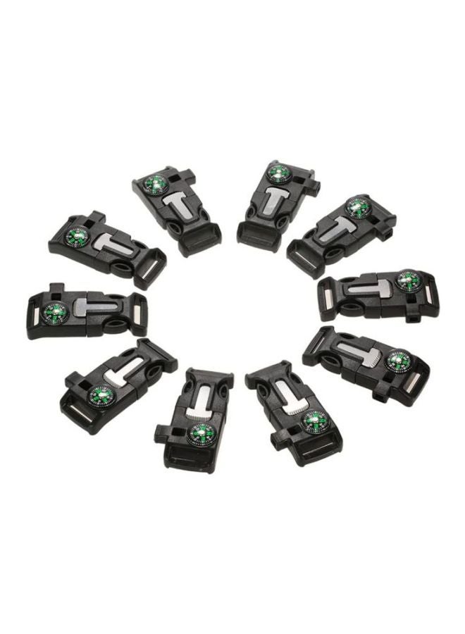 LIXADA - 10-Piece Emergency Whistle Buckle With Compass 6.2 x 1.5 x 2.5cm - Image 1