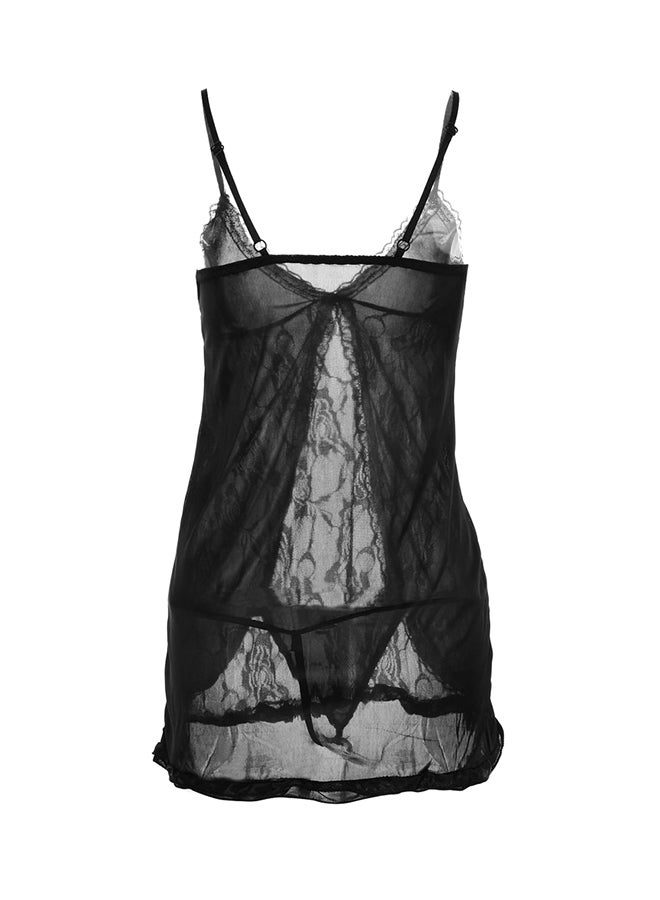 Generic Lace Detail Babydoll Nightdress Black  - Image 2
