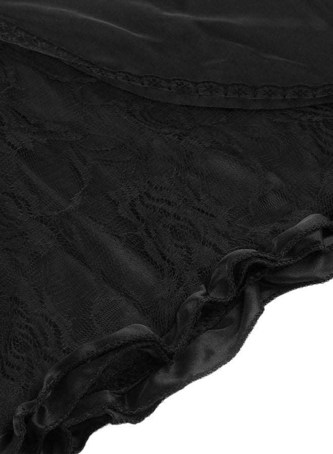 Generic Lace Detail Babydoll Nightdress Black  - Image 4