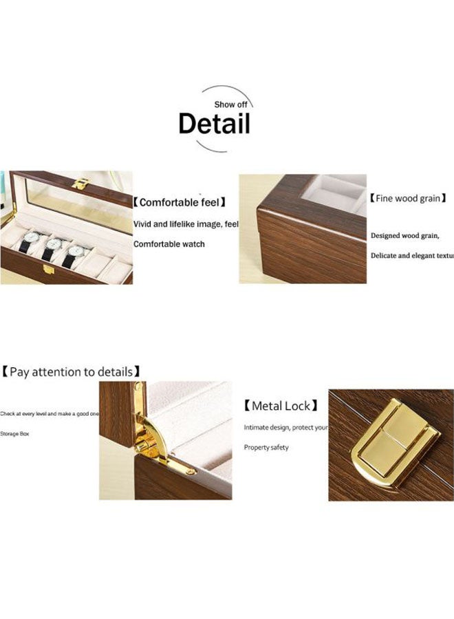 بيوينتي صندوق منظم لساعات اليد مصنوع من الخشب يتسع لـ 6 ساعات unisex - Image 4