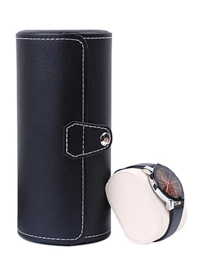 Beauenty unisex 3-Slot Cylinder PU Leather Watch Box - Image 4