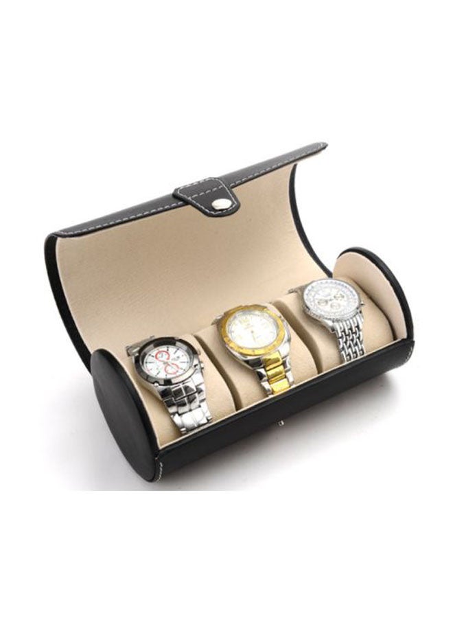 Beauenty unisex 3-Slot Cylinder PU Leather Watch Box - Image 5