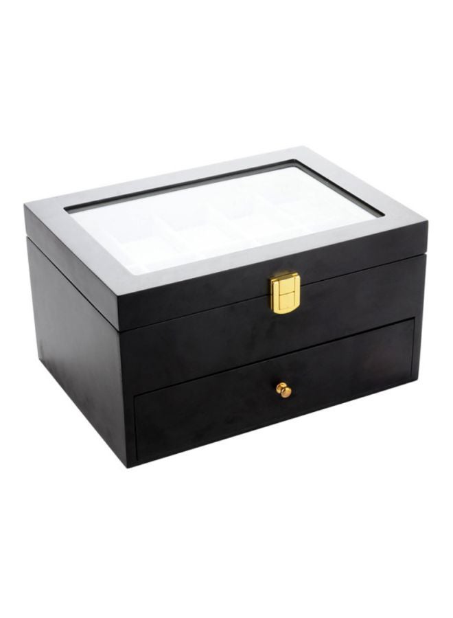 بيوينتي صندوق خشبي متين بطابقين لتخزين الساعات مزود بعدد 20 فتحة - Image 1