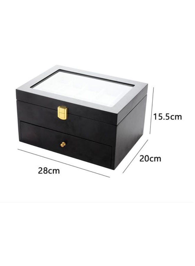 بيوينتي صندوق خشبي متين بطابقين لتخزين الساعات مزود بعدد 20 فتحة - Image 5