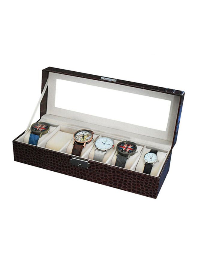 Beauenty - 6-Slot PU Leather Fish Print Watch Storage Box With Single Lock - Image 1