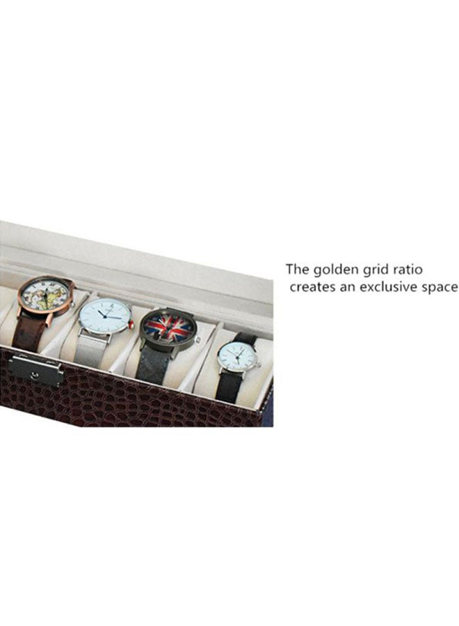 Beauenty - 6-Slot PU Leather Fish Print Watch Storage Box With Single Lock - Image 1