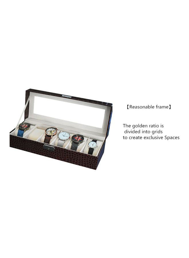 Beauenty - 6-Slot PU Leather Fish Print Watch Storage Box With Single Lock - Image 1