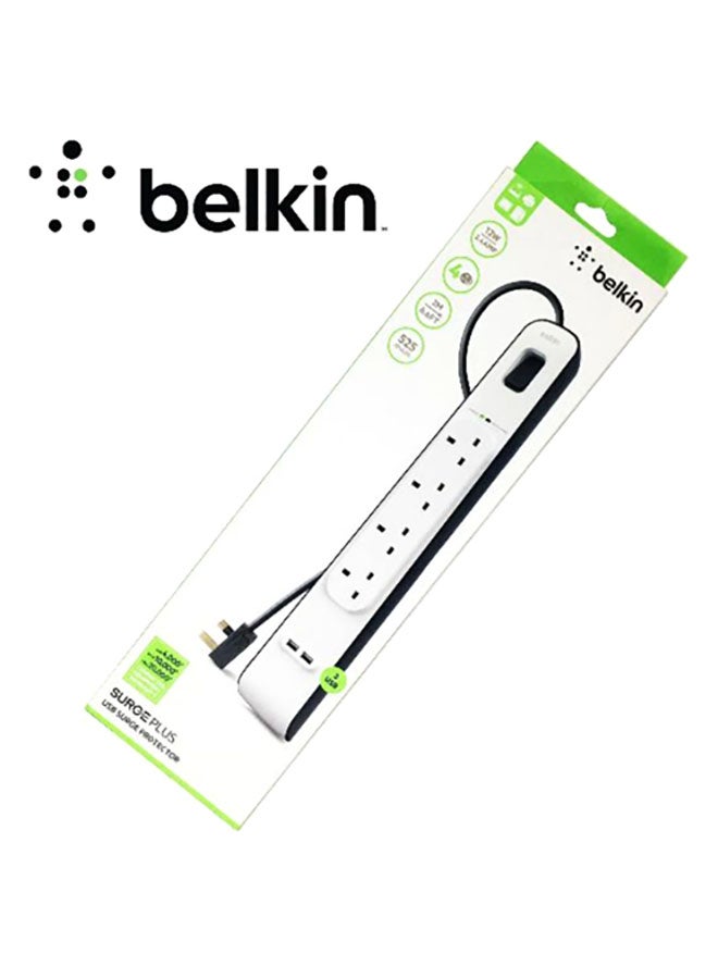 belkin 4-Outlet Surge Protection Strip With 2 USB Port White/Grey  - Image 5