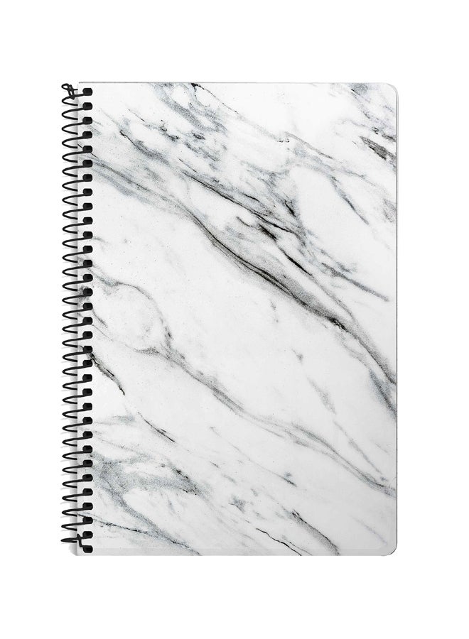 ستايلايزد دفتر ملاحظات مزين بطبعة رخامية مزود بورق مقاس A5 رمادي / أبيض
