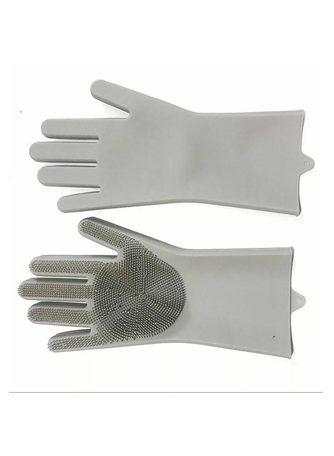 Reusable Silicone Cleaning Brush Scrubber Gloves Grey One Size