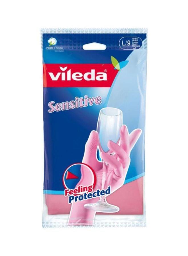 Vileda Latex Reusable Sensitive Gloves Pink - Image 2