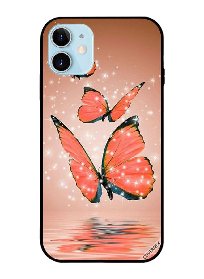 Covernex Protective Case Cover For Apple iPhone 12 Orange Colour Three Butterflies - Image 1