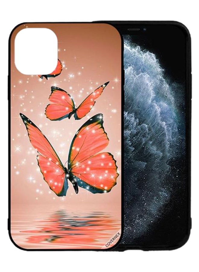Covernex Protective Case Cover For Apple iPhone 12 Orange Colour Three Butterflies - Image 2
